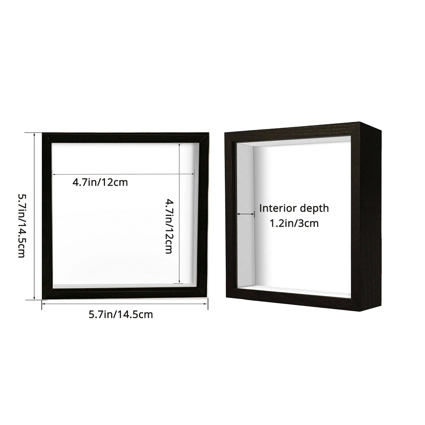 SUNMEG Small Shadow Box Frame 5x5, Wood with Plexiglass, Display Case Box for Memorabilia, Medal, Crafts,Tickets and Photos, Picture Frame for Wall and Tabletop (Black, 5x5)