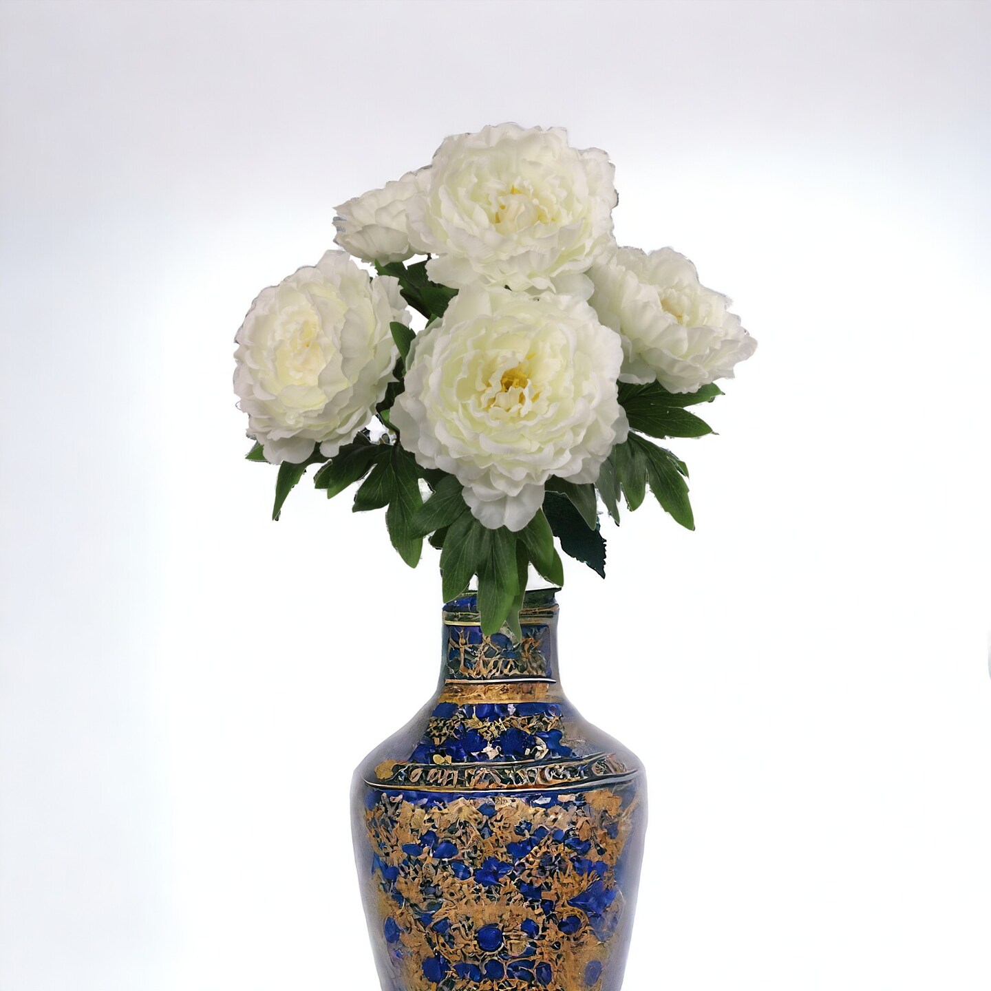 20&#x22; White Peony Bush - 12-Pack with 5 Lifelike Silk Flowers &#x26; Realistic Foliage, Elegant Floral Decor for Arrangements &#x26; Events - All-Season Beauty, Floral Home by Artificial Flowers