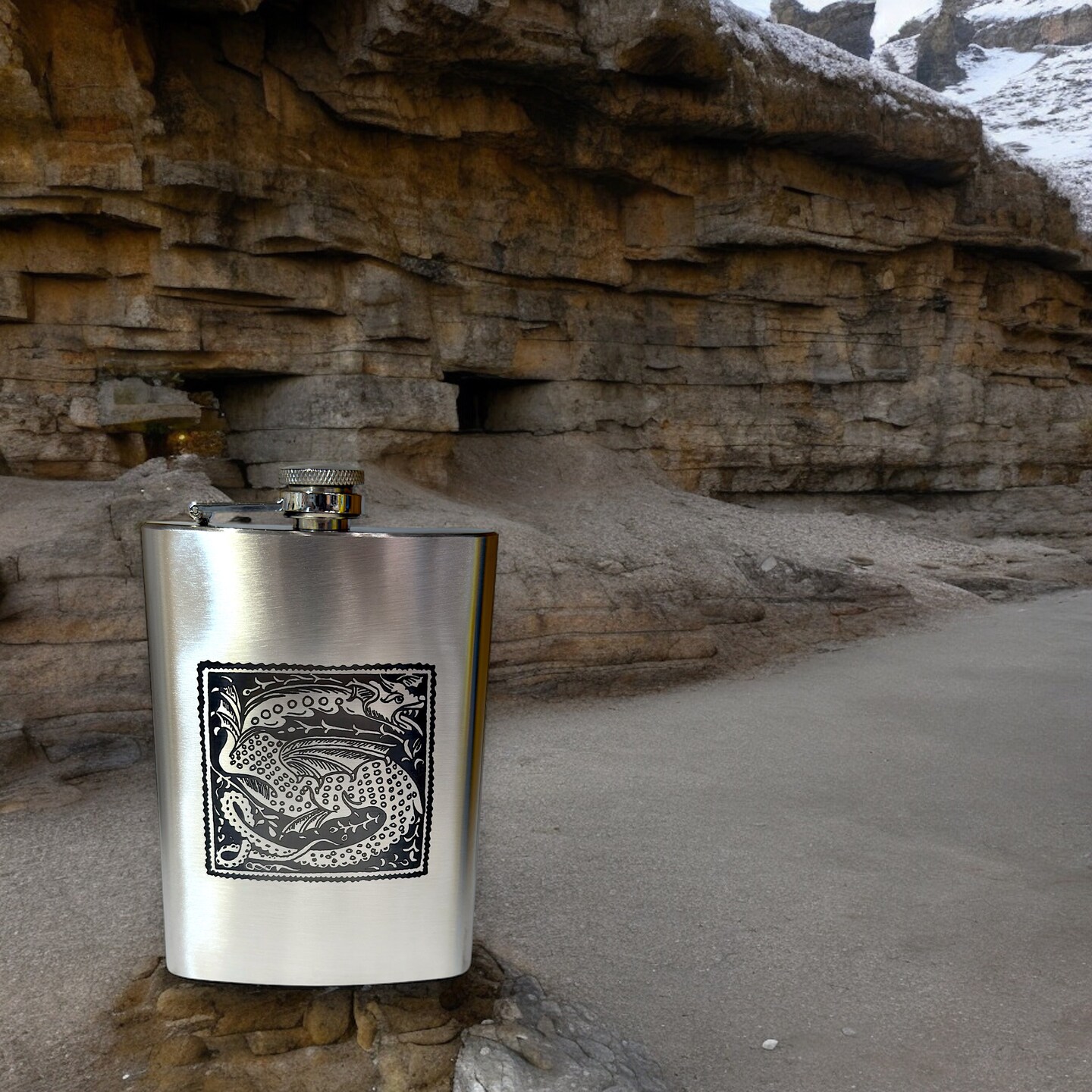 8oz Vintage Dragon Stainless Steel Flask
