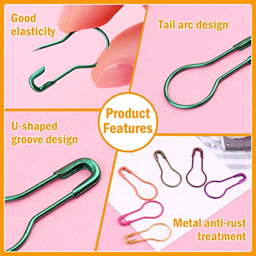 300 Pieces Crochet Markers, Metal Stitch Markers for Crocheting, Crochet Accessories and Supplies, Stitch Markers for Knitting and Crocheting, Safty Pins for Fabric and Paper