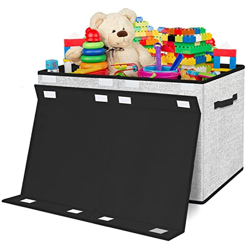 Large Toy Box Storage Chest for Girls Kids,Collapsible Toy Bin Organizer Basket with Lids for Blanket,Toys,Toddler,Nursery,Playroom (White)