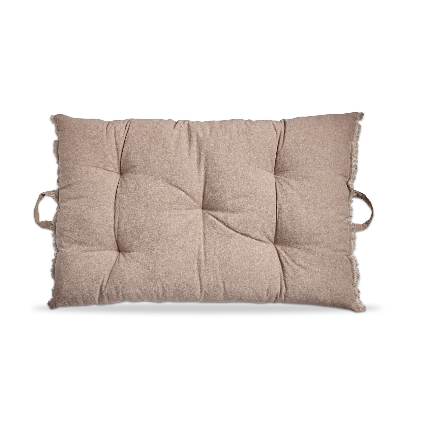40&#x22;x26&#x22; Beige Cotton Yarn Dyed Stone Wash with Handles Accent Decorative Throw Pillow Poly Filled Insert Rectangle Machine Washable