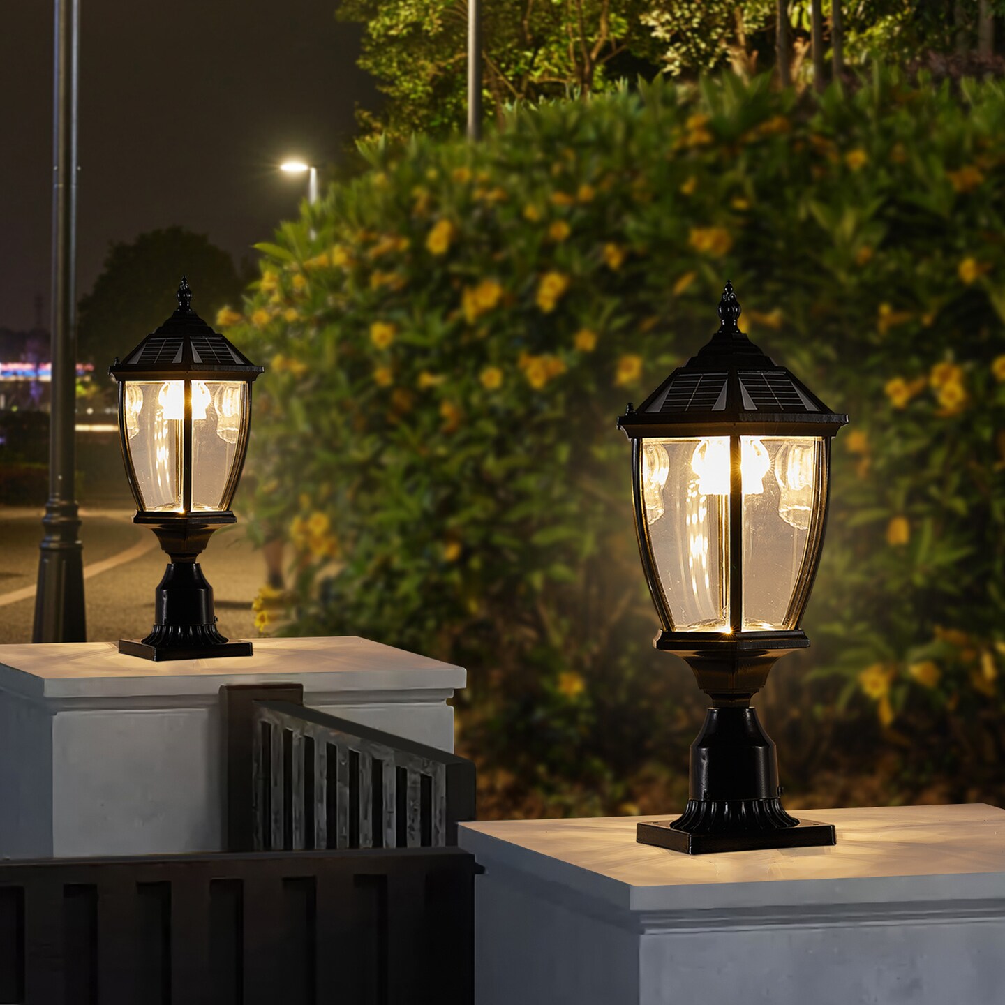 Dimmable LED Solar Column Headlights | Illuminate Outdoor Space