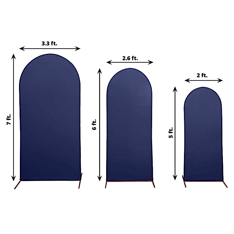 3 Fitted Matte Spandex Round Top Wedding Arch Backdrop STAND COVERS