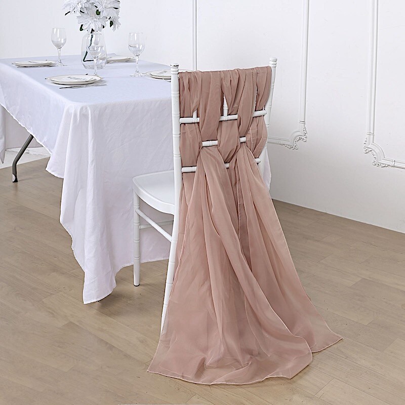 Extra Wide Premium Chiffon Chair Sashes Wedding Party Decor