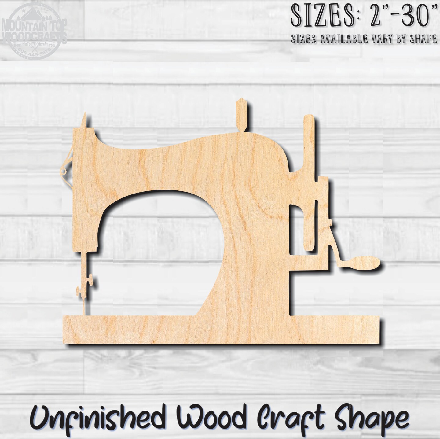 Sewing Machine Hand Crank 4 Unfinished Wood Shape Blank Laser Engraved Cut Out Woodcraft Craft