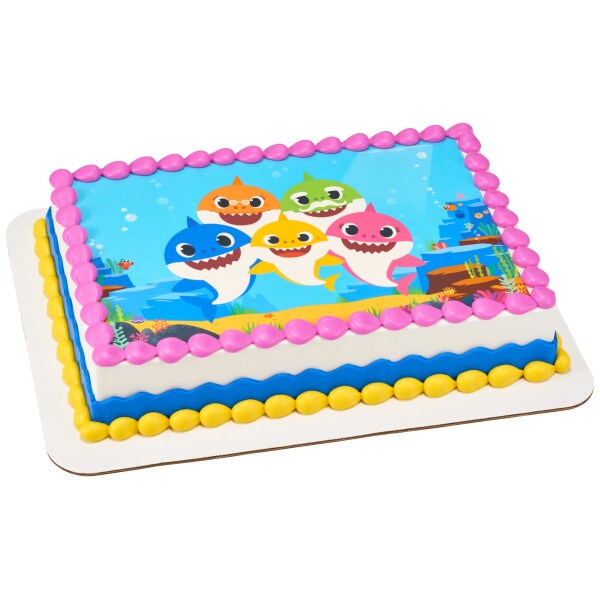 Baby Shark Jawsome! Edible Cake Topper Image - 1/4 Sheet