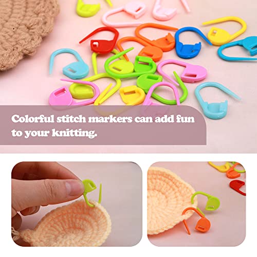 124 Pieces Stitch Markers for Crocheting, Colorful Knitting Markers Crochet Clips with 4 Pcs Big Eyes Sewing Needles, 10 Colors Stitch Locking Clip with Storage Box