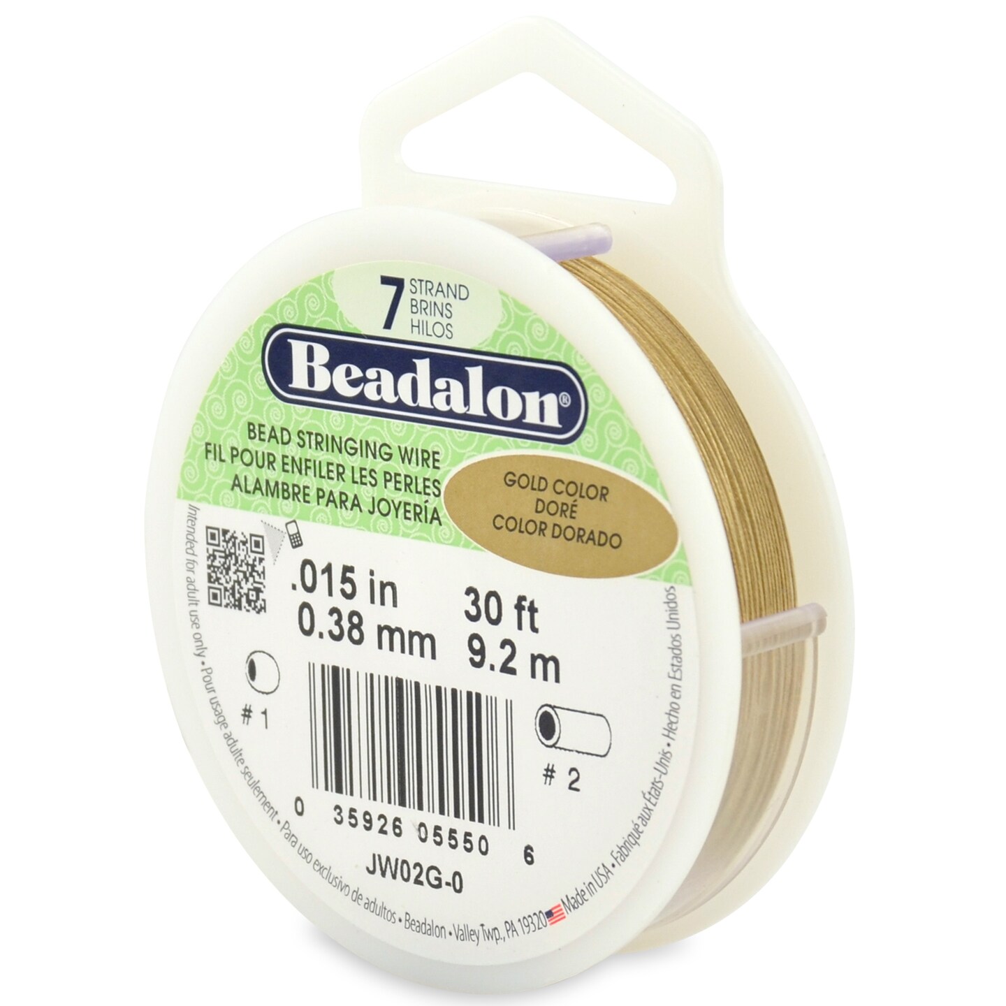 Beadalon Stringing Wire 7-Strand .015&#x22;X30&#x27;-Gold