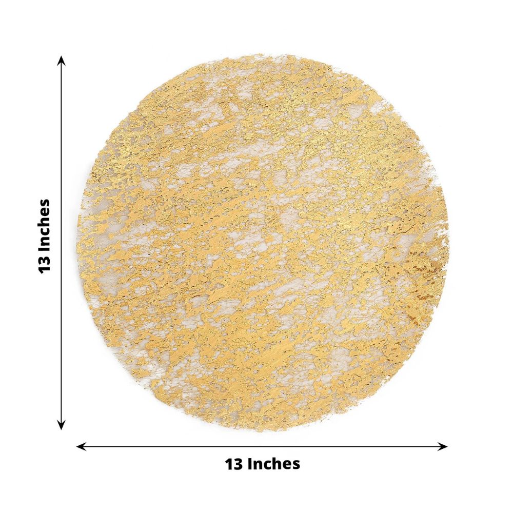 10 Metallic 13&#x22; Round Foil Polyester Mesh Placemats