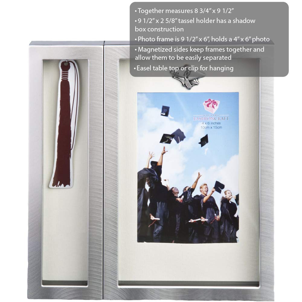 FASHIONCRAFT 12500 Graduation Tassel Picture Frame, Silver