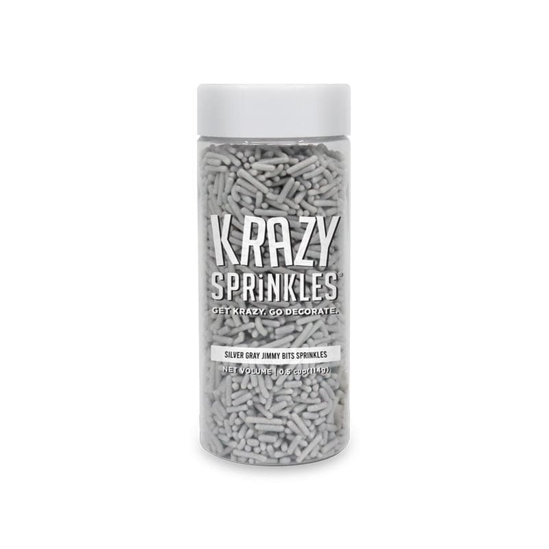 Krazy Sprinkles - Silver Gray Jimmies Edible Sprinkles (1/2 Cup 1x Jar)