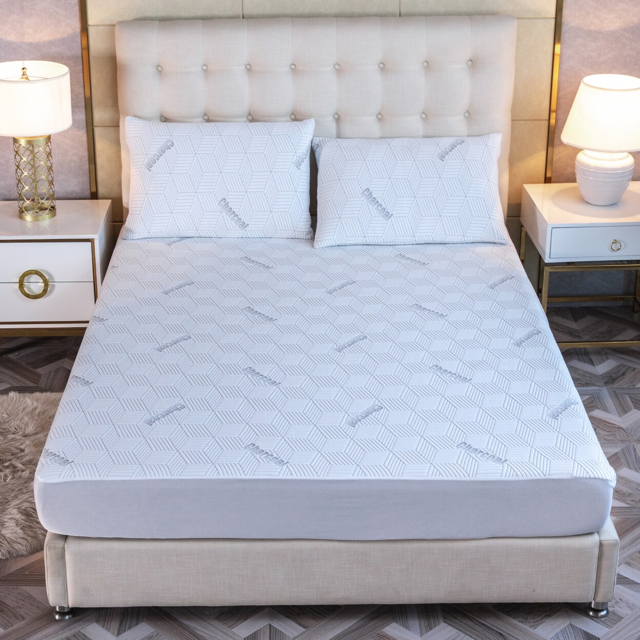 Bibb Home Charcoal Infused Waterproof Mattress Pad Queen Size Bamboo 2023 Model
