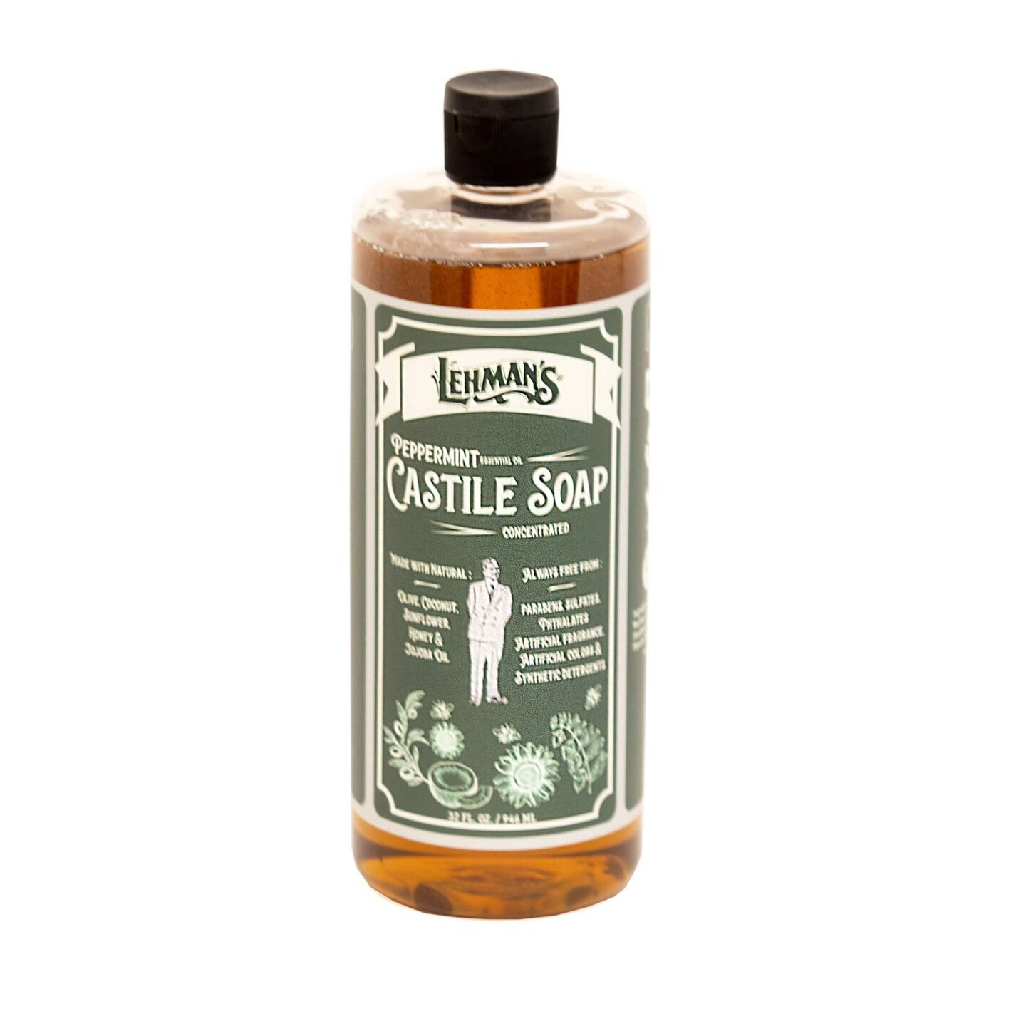Lehman&#x27;s Concentrated Liquid Castile Soap, Natural and Gentle Multipurpose Cleaning Solution, 32 fl oz