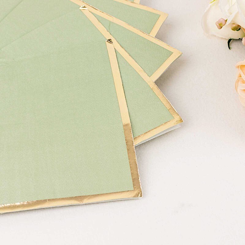 50 Pastel Gold Trim 2 Ply Paper Napkins for Events