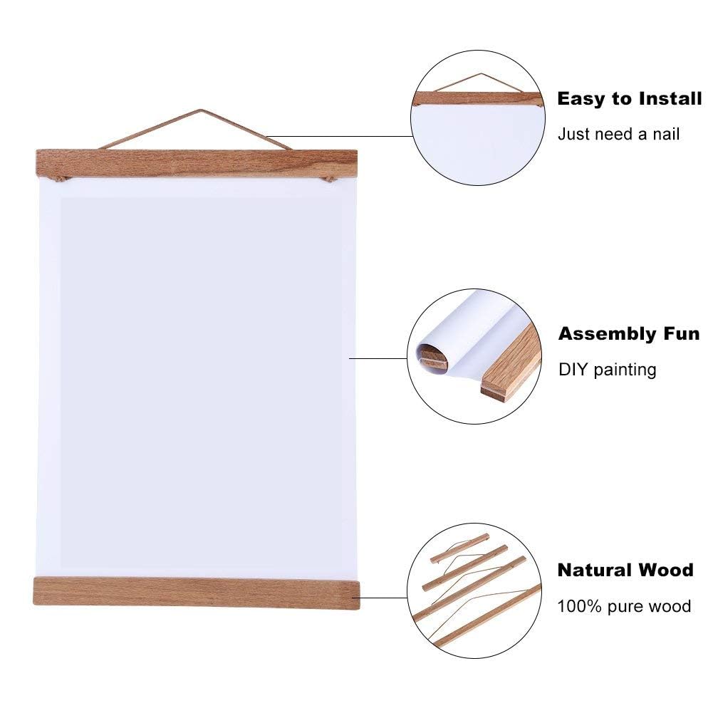 8" Magnetic Poster Frame, Wooden Photo Frame, Picture Artwork Canvas Hanger, for Home Decoration Wall, Upgraded Version Magnetic Teak Wood (Size:21cm/8.27inch)