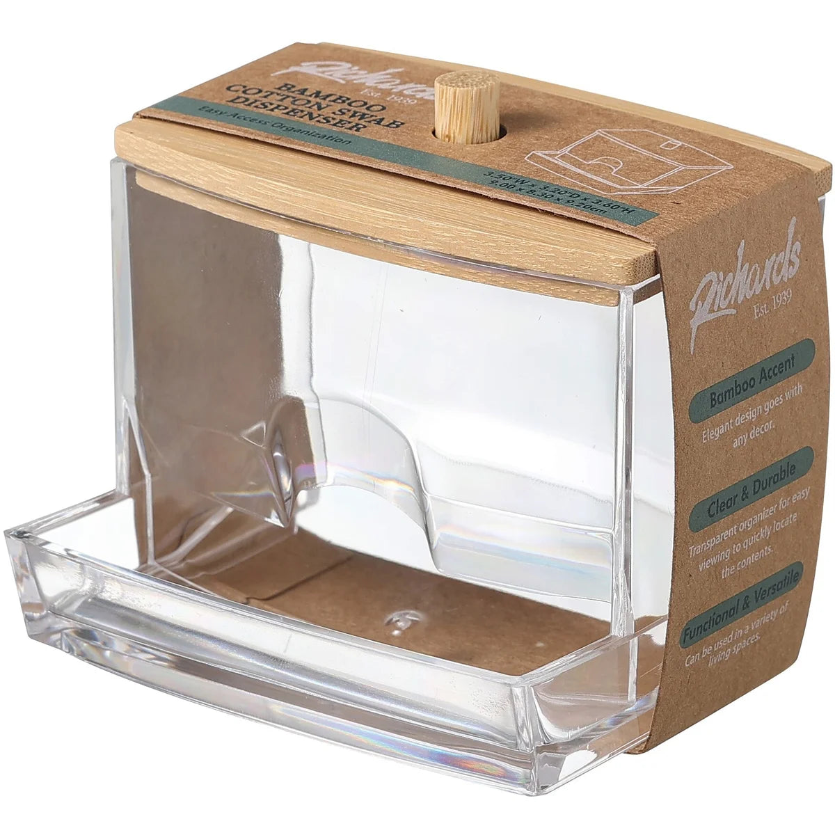 3 Pack- 10oz Bamboo Qtip Organizer for Cotton Ball, Swabs &#x26; Floss!