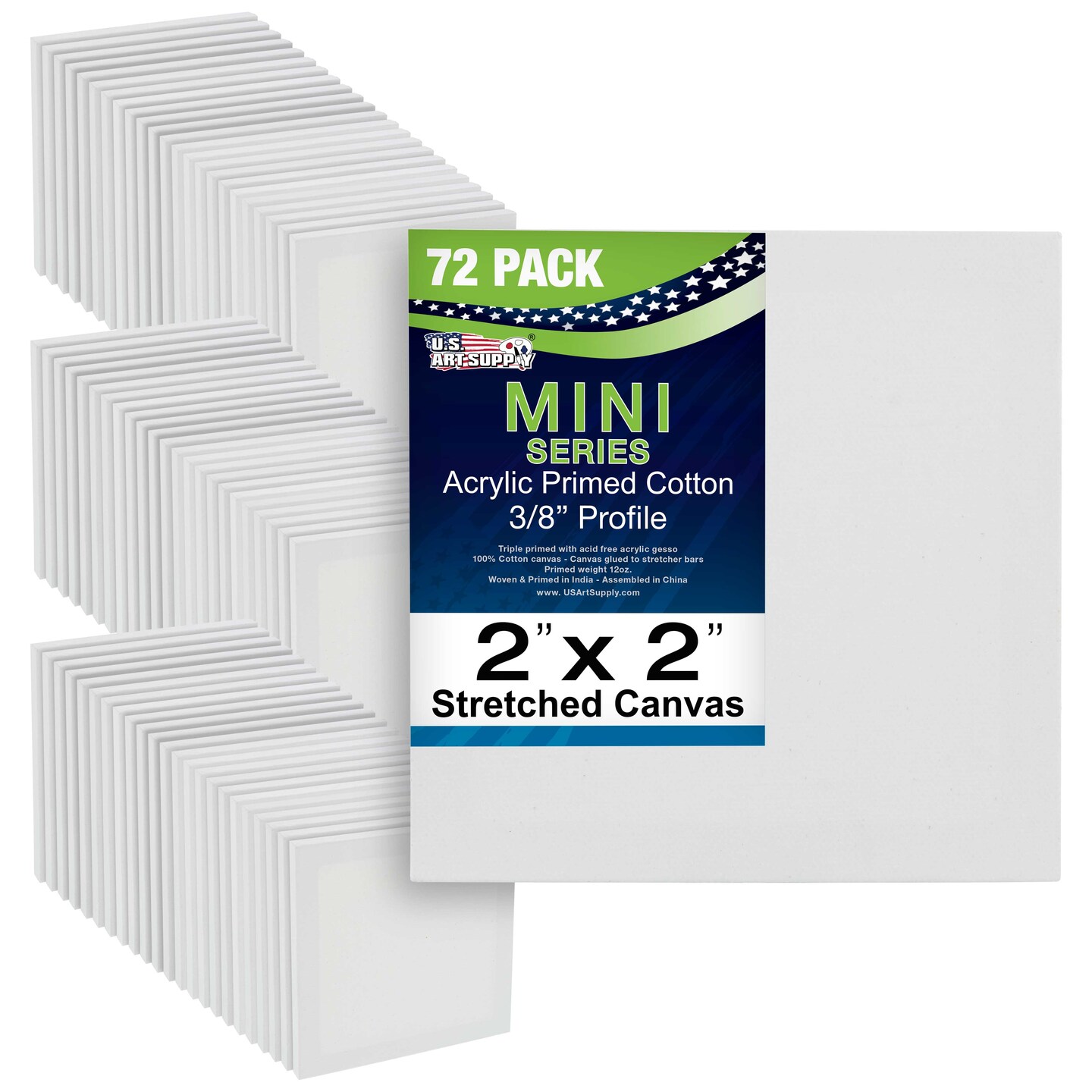 2&#x22; x 2&#x22; Mini Professional Primed Stretched Canvas 72-Pack