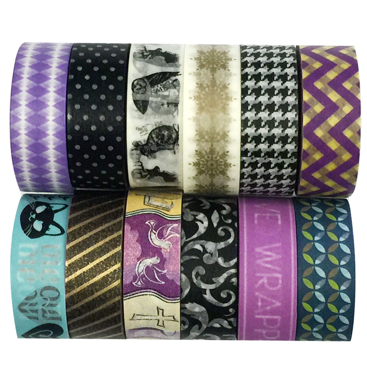 Wrapables Washi Tapes Decorative Masking Tapes, Set of 12, ADSET07