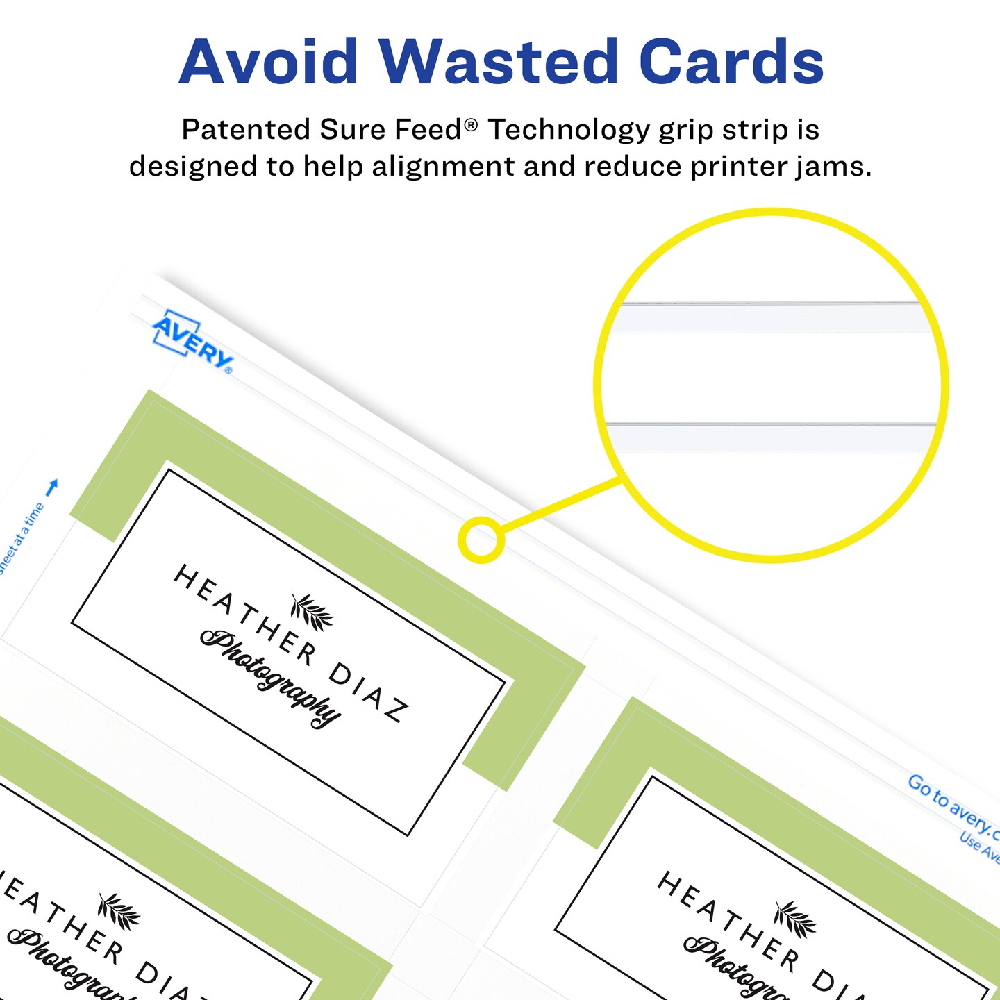 Avery Glossy Business Cards with Sure Feed Technology, 2" x 3.5", Glossy White, 160 Total, Clean Edge, Print-to-the-Edge, Inkjet Printable Cards (8801)