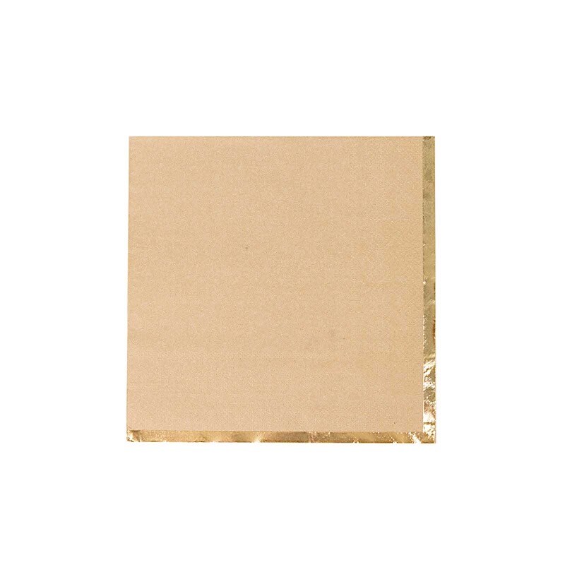 50 Pastel Gold Trim 2 Ply Paper Napkins for Events