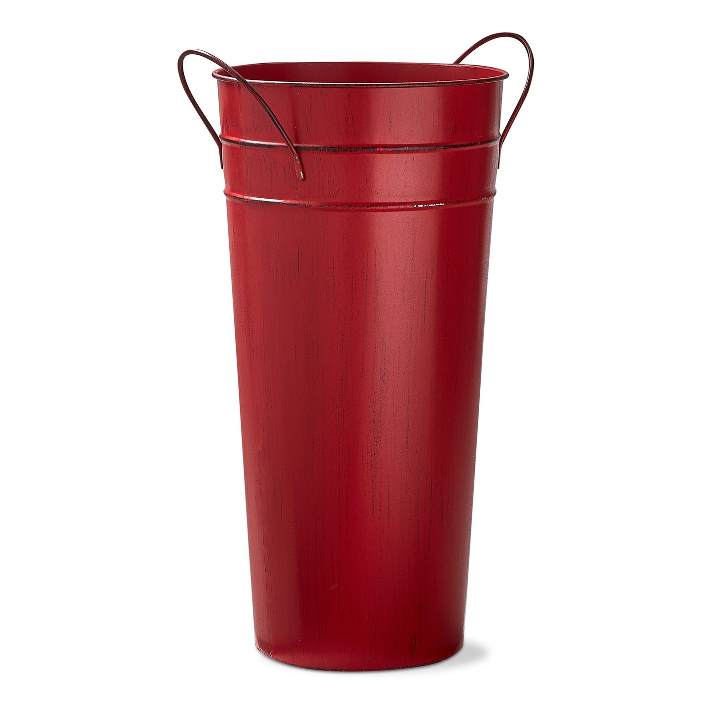 Red Metal Flower Market Bucket Tall 8.0L x 8.0W x 17.0H Inches