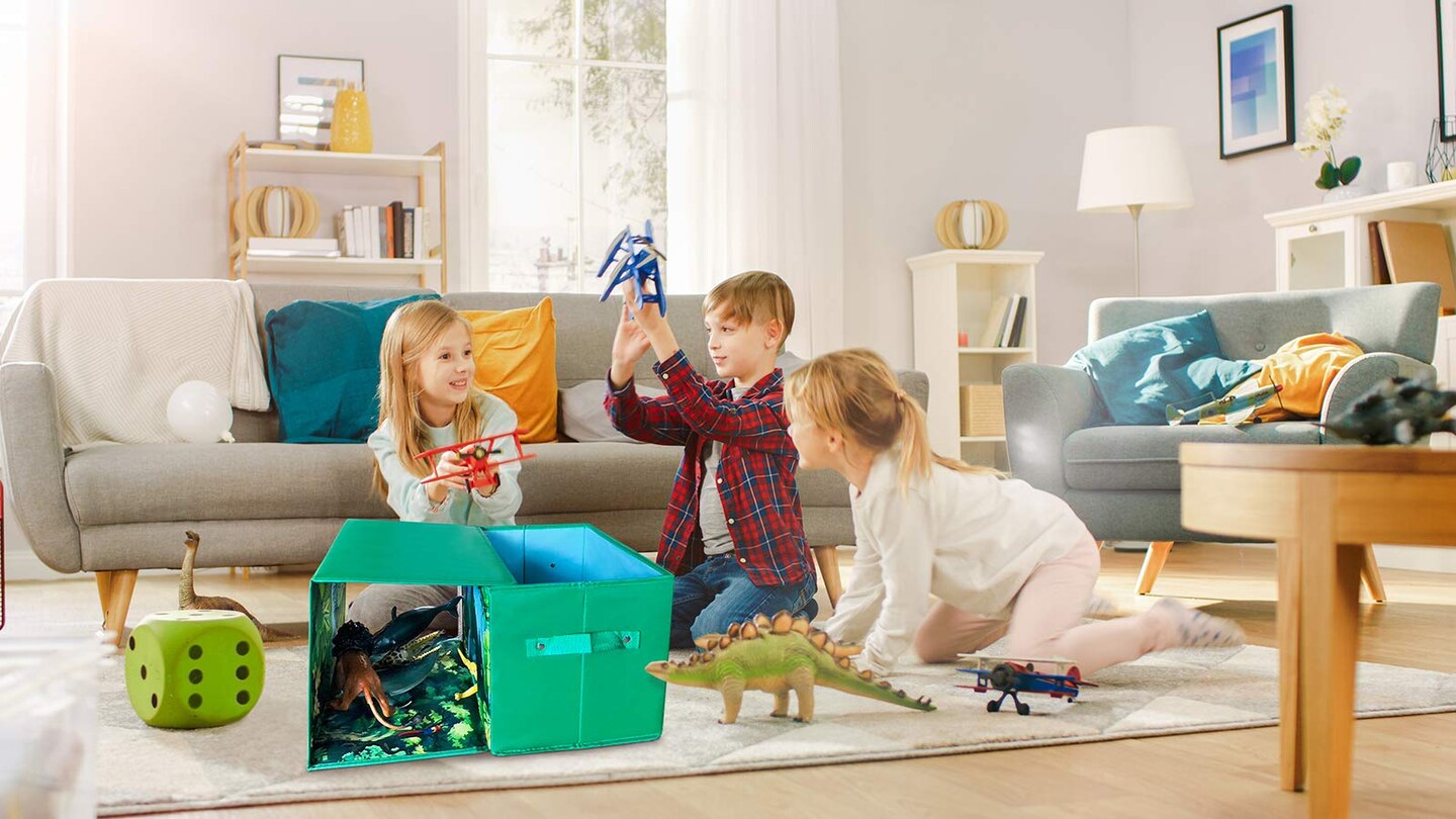 Toy storage box with car rug play mat - Toy box for boys and girls - 2 in 1 collapsible toy car storage- toyboxes for children - toy boxes for kids (Green)