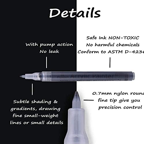 8 Pieces 0.7mm Acrylic Paint Pens Black &#x26; White &#x26; Gold &#x26; Silver, Paint Marker Extra Fine for Rock Painting, Stone, Ceramic, Glass, Wood, Blackboard, Fabric, Metal, Paper, Drawing, DIY Art