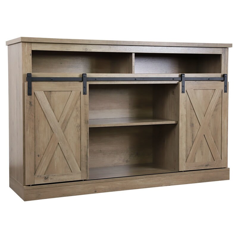 Rustic TV Stand with Sliding Barn Doors | Farmhouse Charm &#x26; Modern Functionality