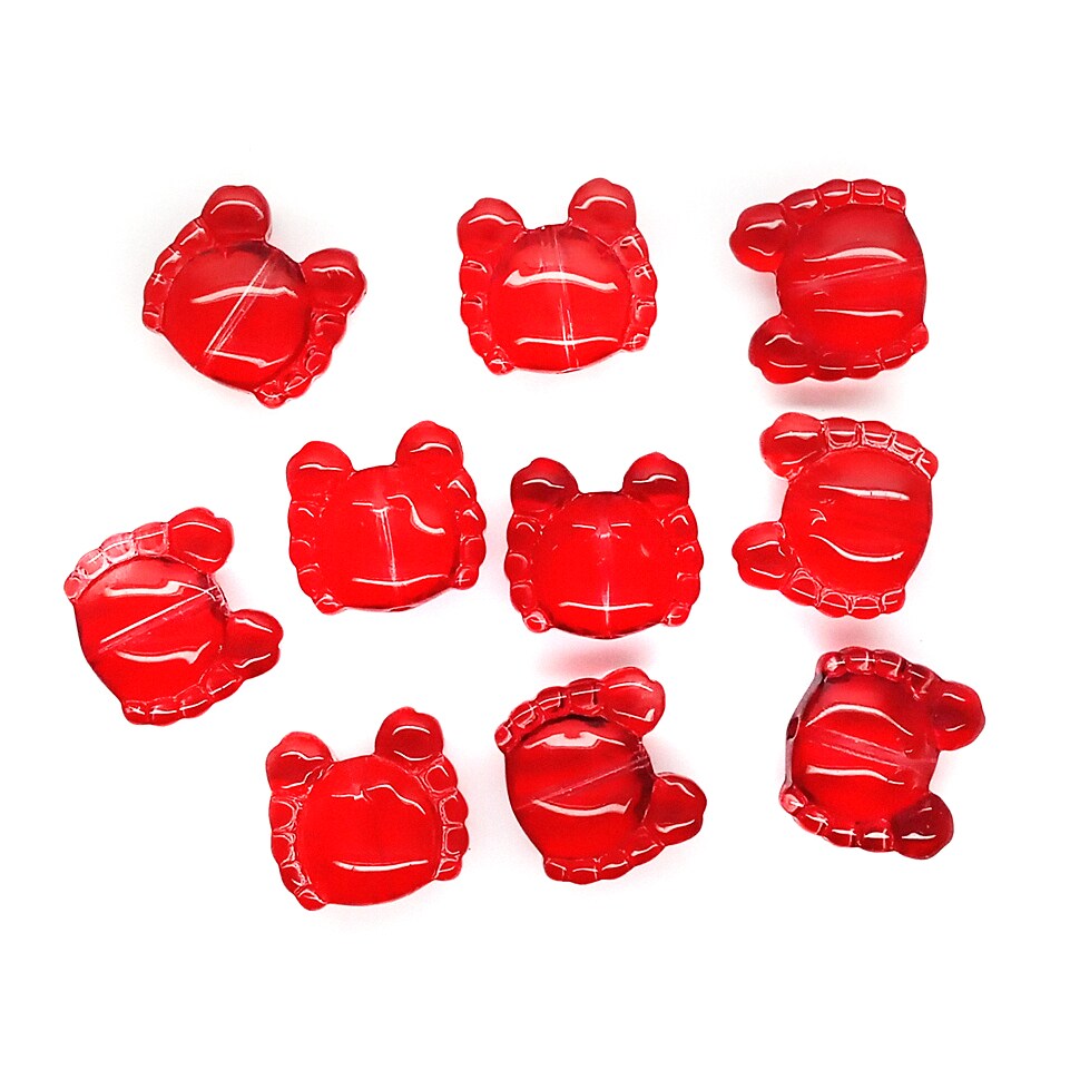 Glass Crab Beads, 10 pcs, 13mm wide, Adorabilities