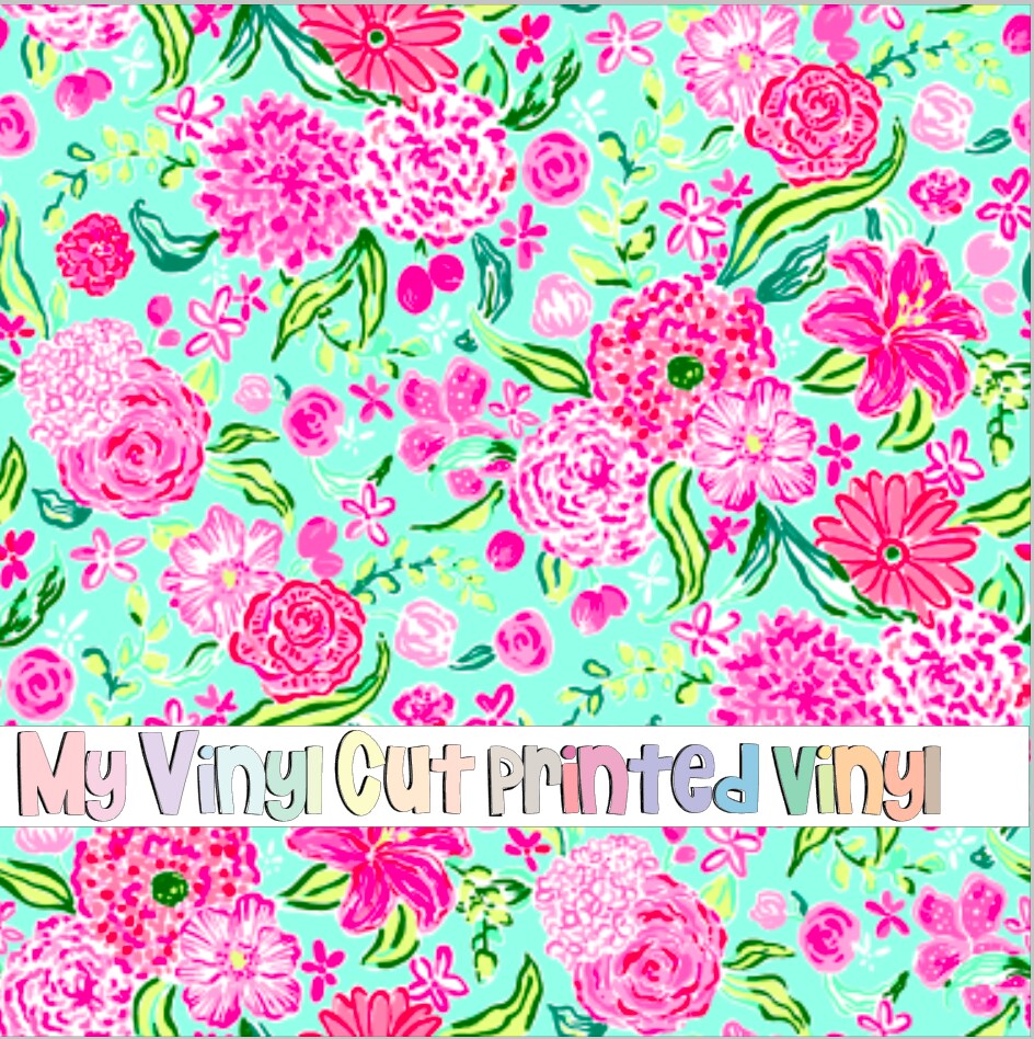 12 x 12 inch Sheet of Printed Vinyl or HTV in the Fleur Mint Pattern ...