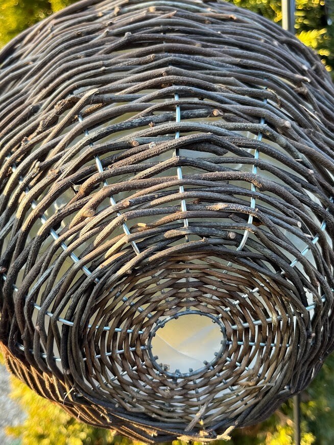 14&#x22; WICKER WOOD Hanging Woven Basket