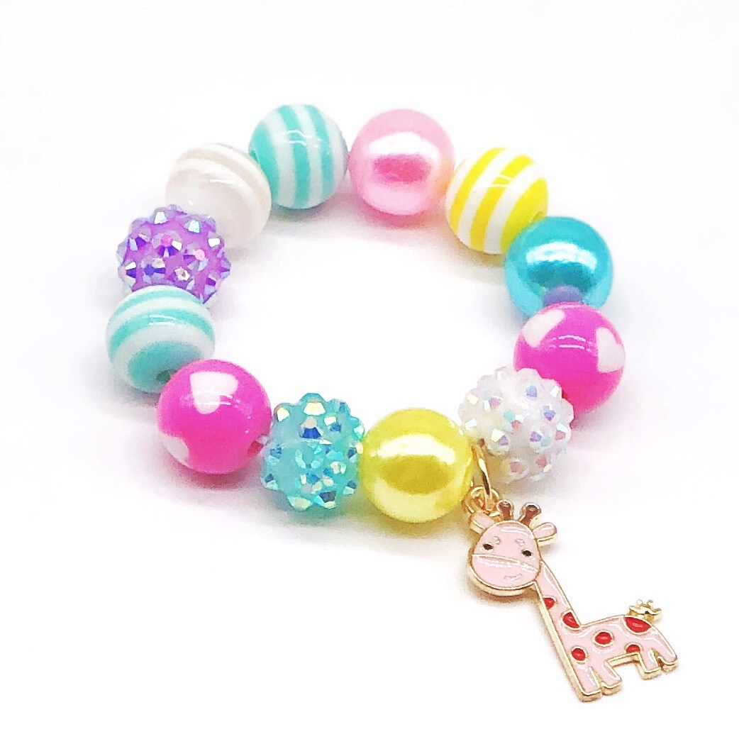 Giraffe Beaded Bracelet, Toddler Birthday Gifts, Little Girls Jewelry.