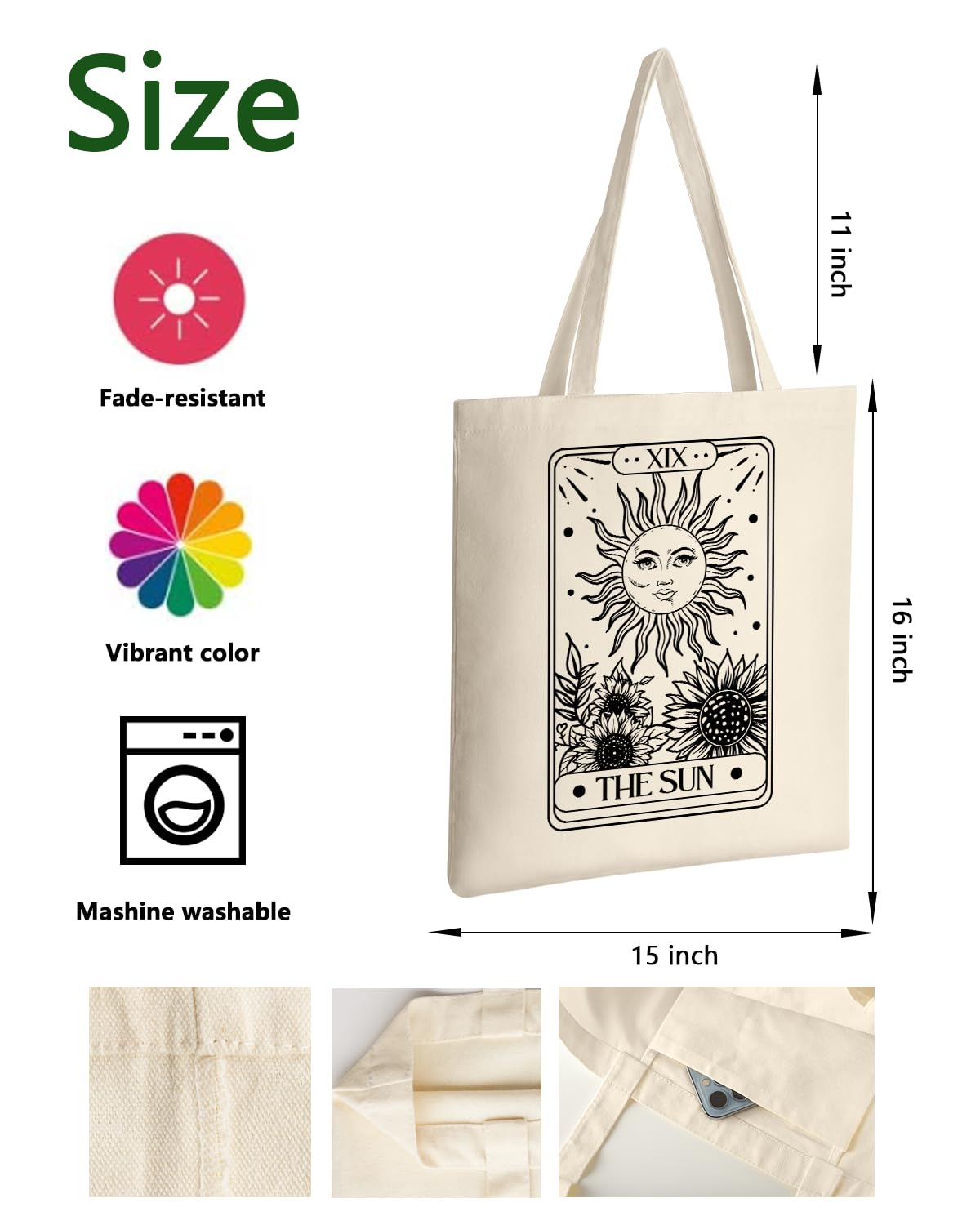 Cute Sun Moon Canvas Tote Bag Aesthetic For Women School Grocery Bag Cotton Cloth Beach Totes Gift For Kids Girl