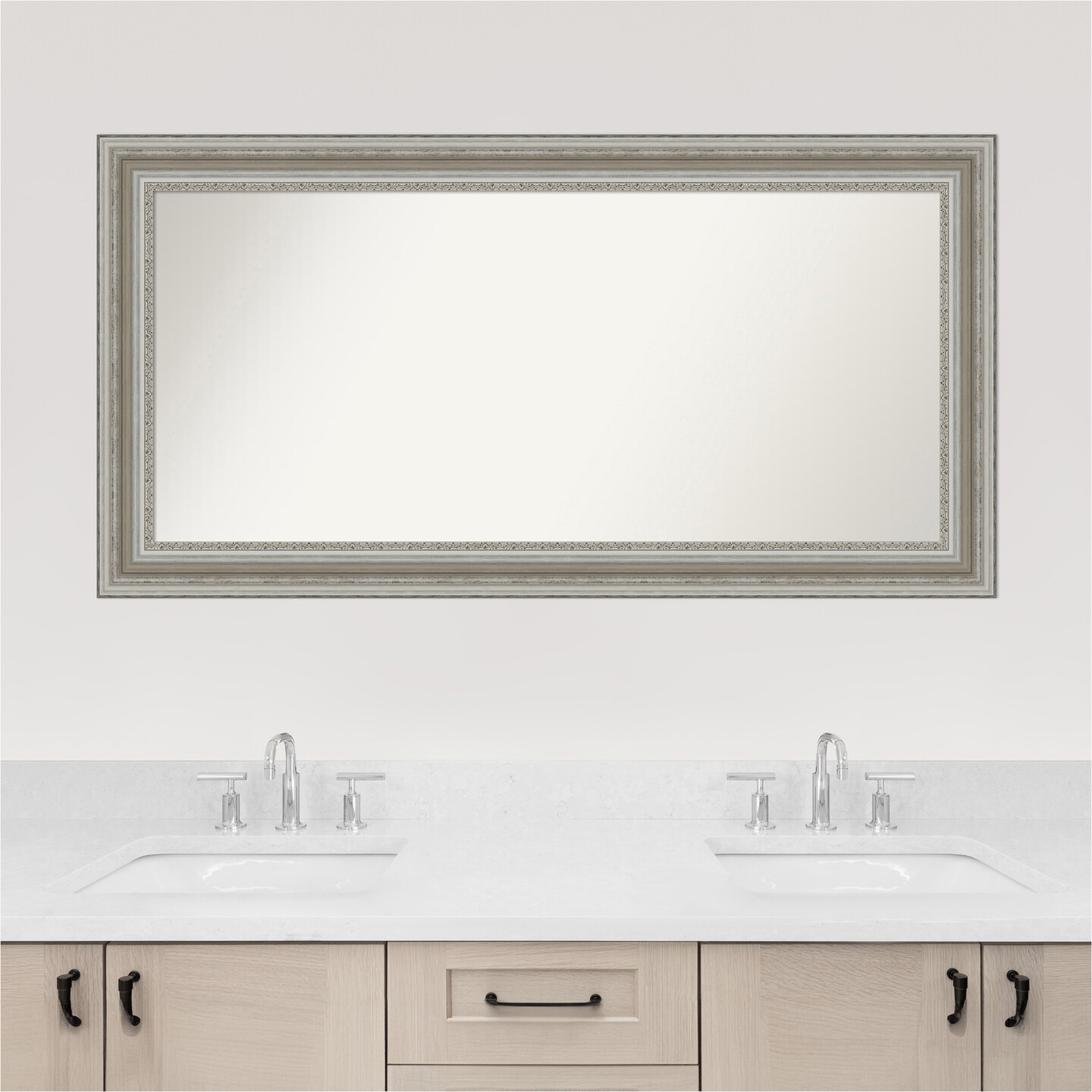 Parlor Silver Non-Beveled Custom Framed Bathroom Vanity Wall Mirror
