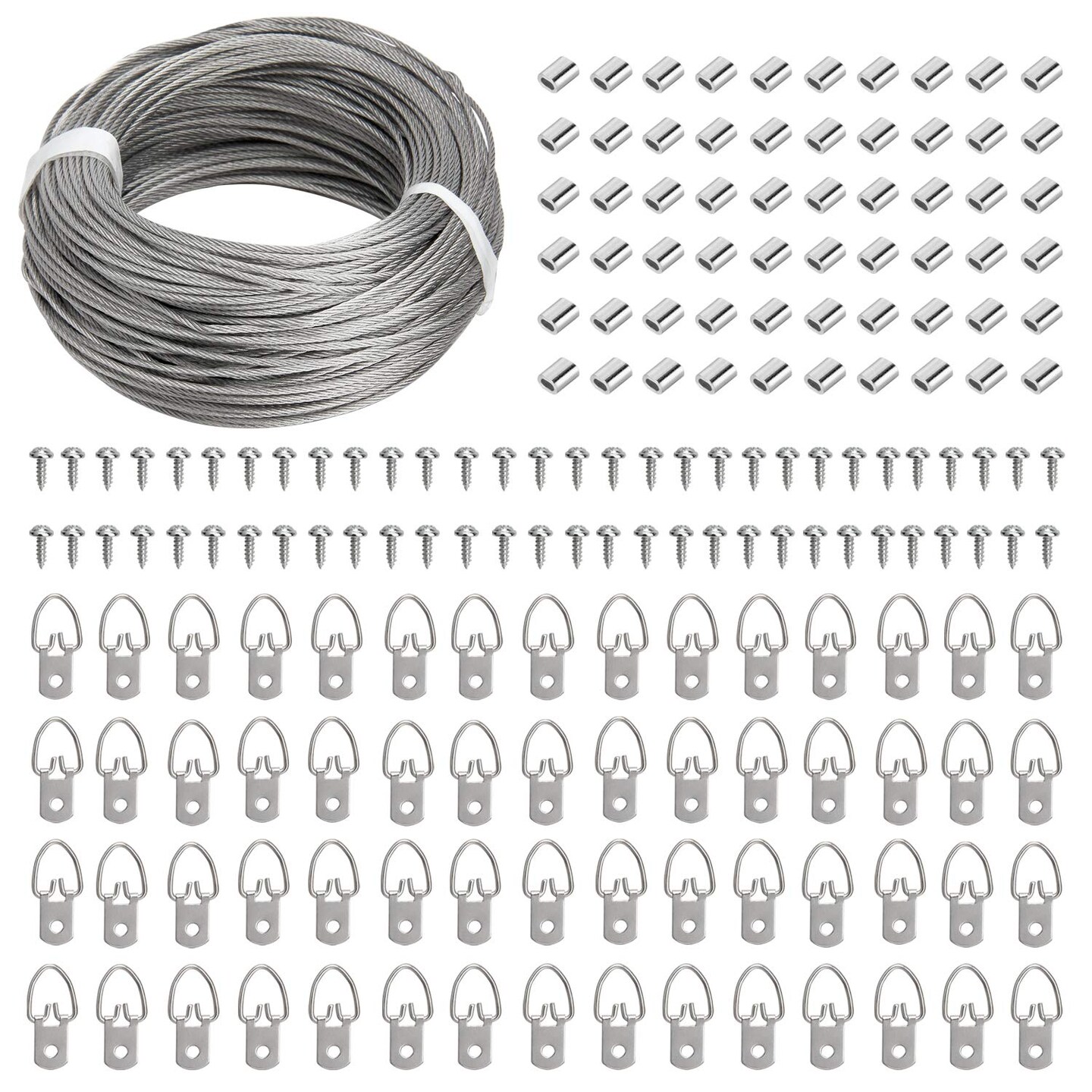 Picture Hanging Kit - 100 Feet Stainless Steel Hanging Wire, 60 Pcs D ...