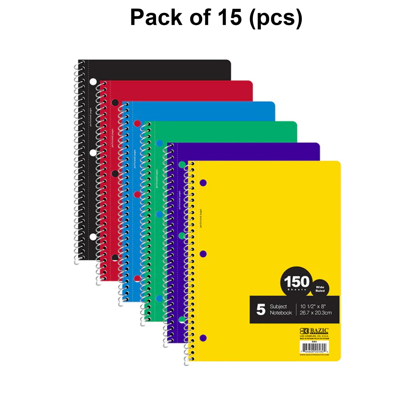 Notebook Spiral W/R 5-Subject 150 Ct | MINA&#xAE;