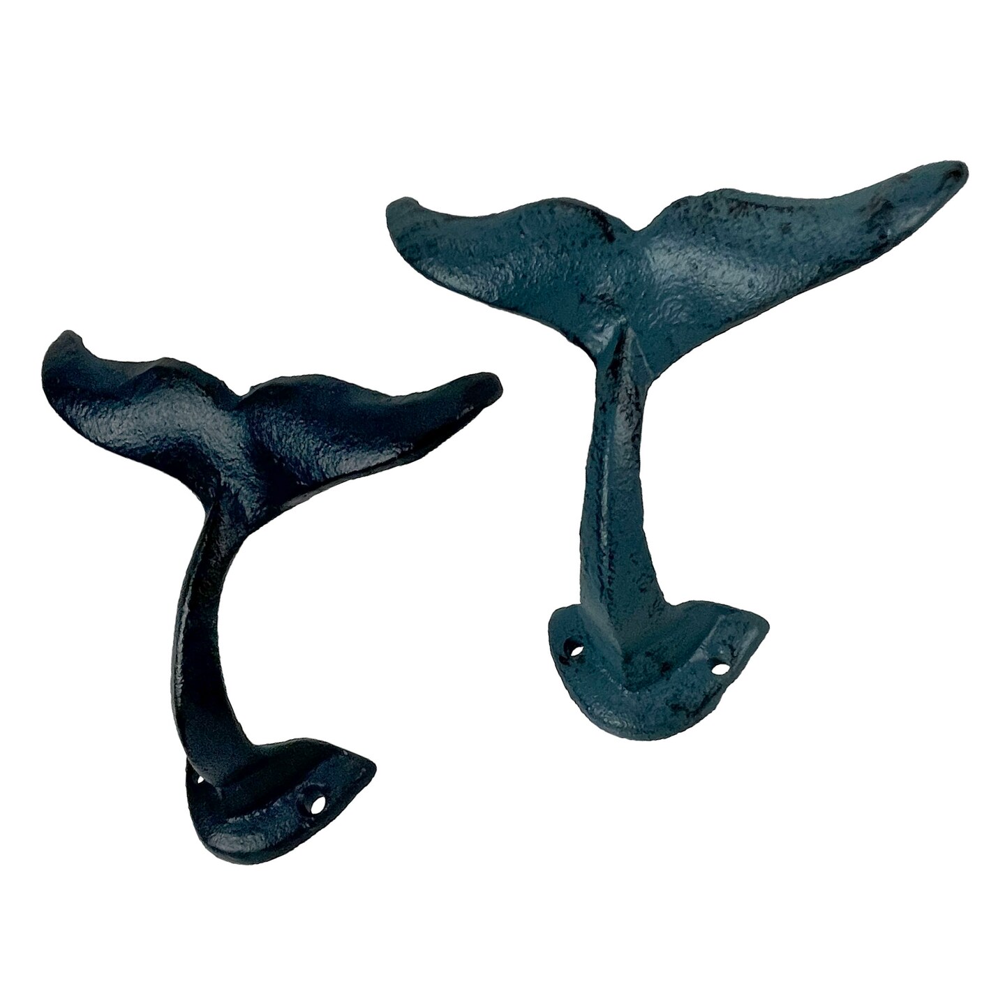 Set of 4 Cast Iron Whale Tail Wall Hooks