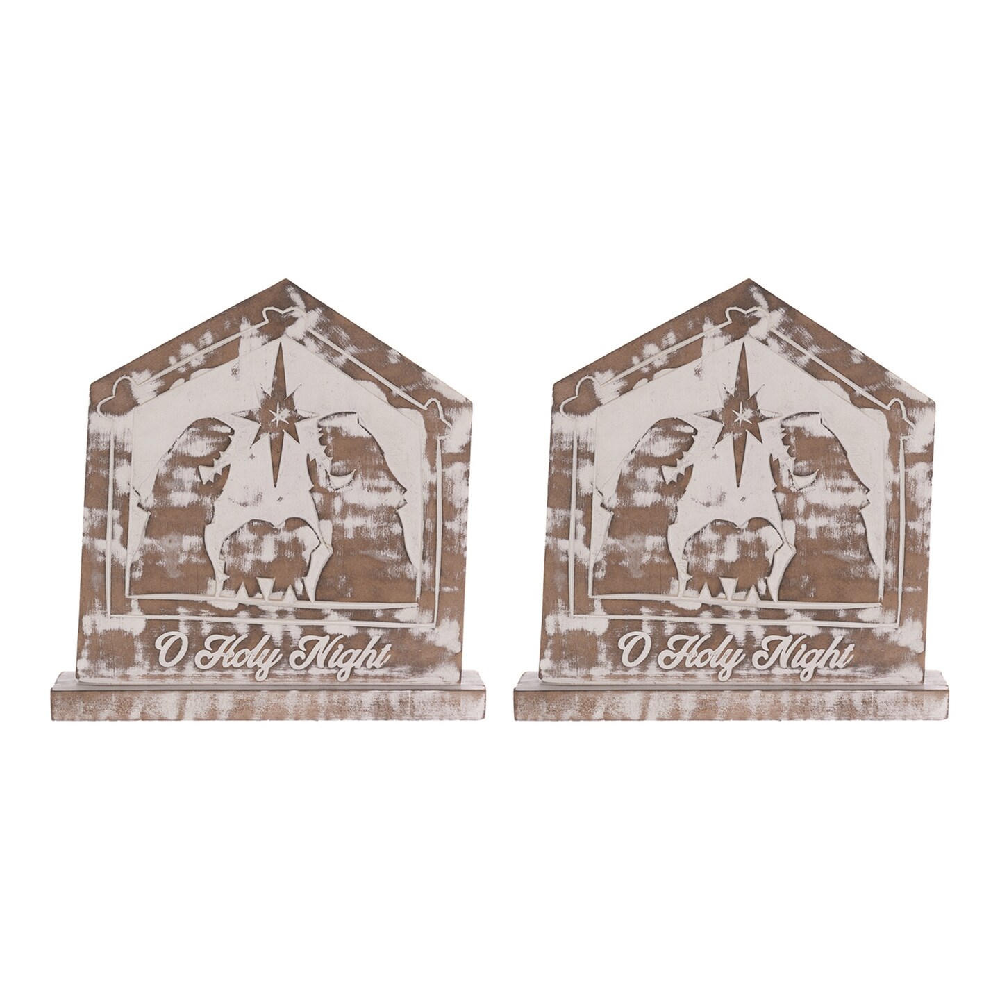 Melrose &#x22;O Holy Night&#x22; Nativity Sign Christmas Tabletop Decorations - 9.25&#x22; - Set of 2