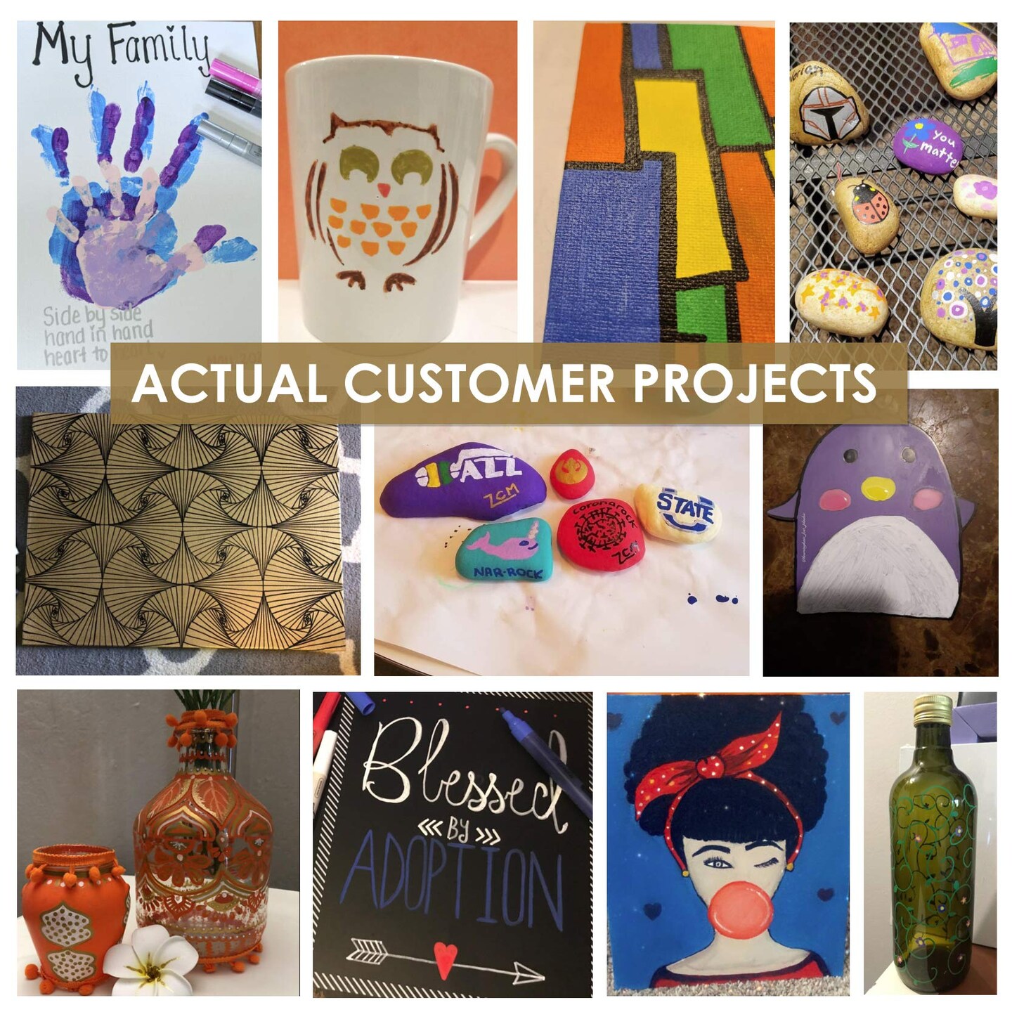 12 Color Paint Pens Acrylic Markers Set | For Rock Painting, Glass, Wood, Porcelain, Ceramic, Fabric, Paper, Kindness Rocks, Mugs, Calligraphy, Unique Arts and Crafts Supplies (Medium Point)