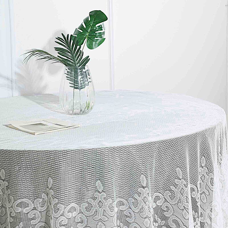Premium 108&#x22; Ivory Lace Round Tablecloth