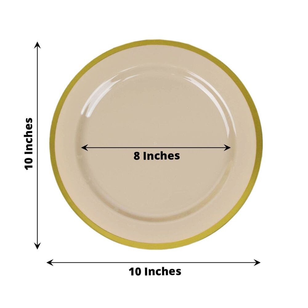 Round Plastic Dessert Plates with Gold Rim