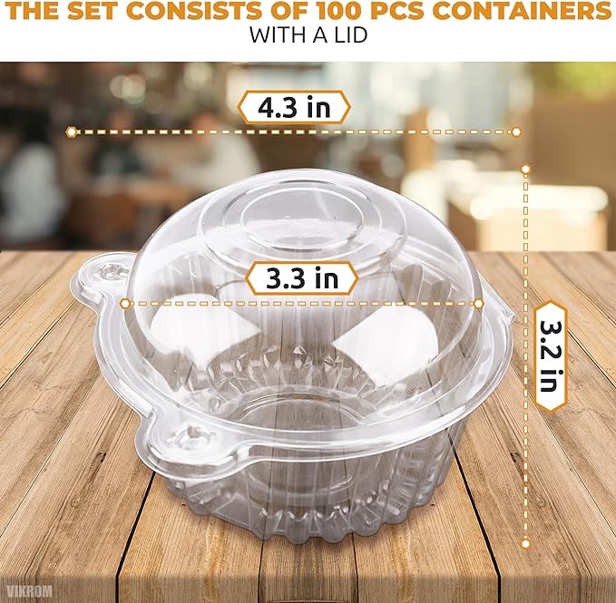 50Pcs Individual Clear Plastic Cupcake Containers - Cupcake Holders with Lids Clear Dessert Boxes for Cupcakes | MINA&#xAE;