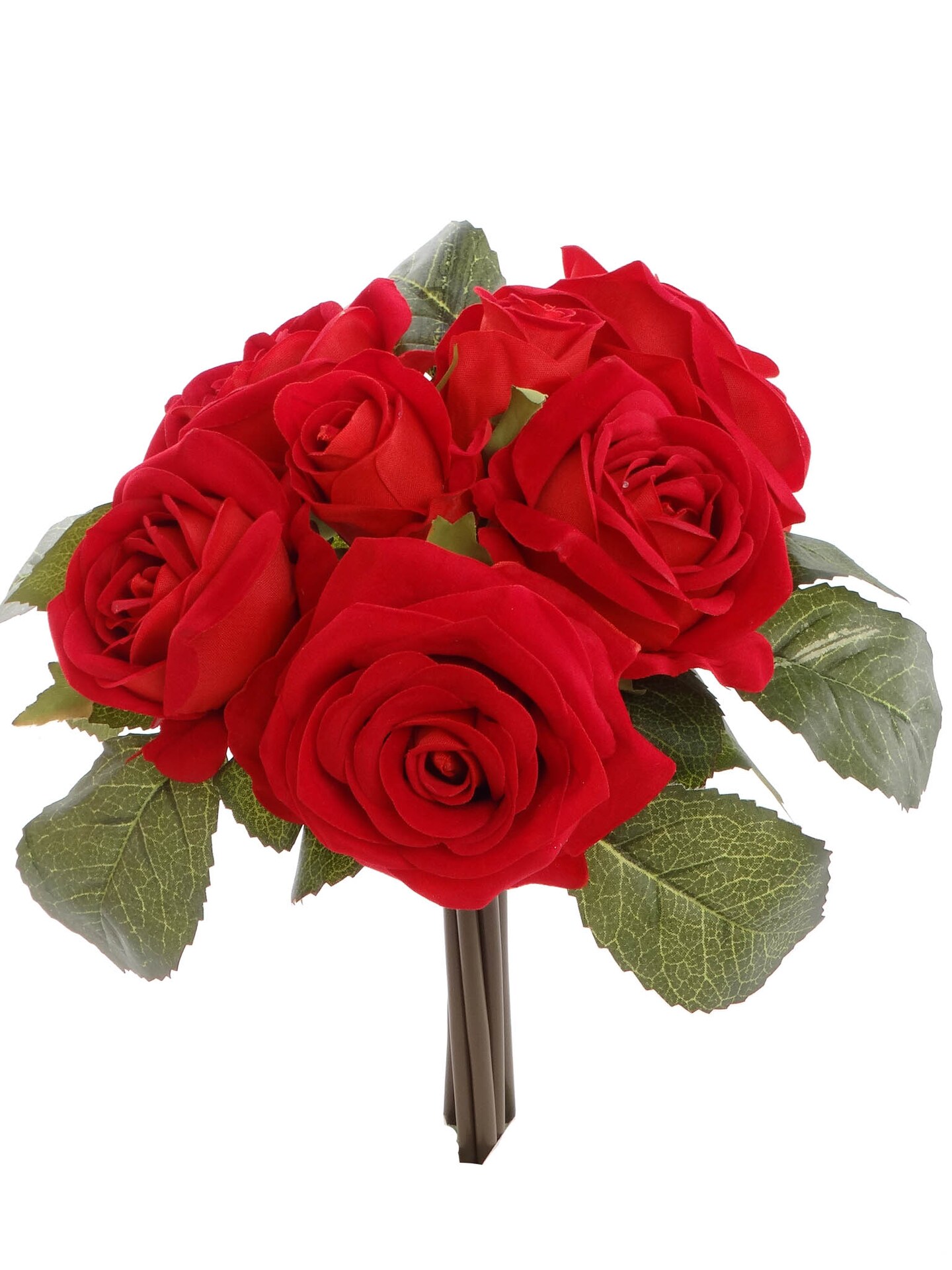 12" Red Velvet Rose Bouquet - 12-Pack, 7 Silk Flowers with Lifelike Foliage, Elegant Floral Décor, Perfect for Events & Home - Ideal for All Seasons, Floral Home by Artificial Flowers