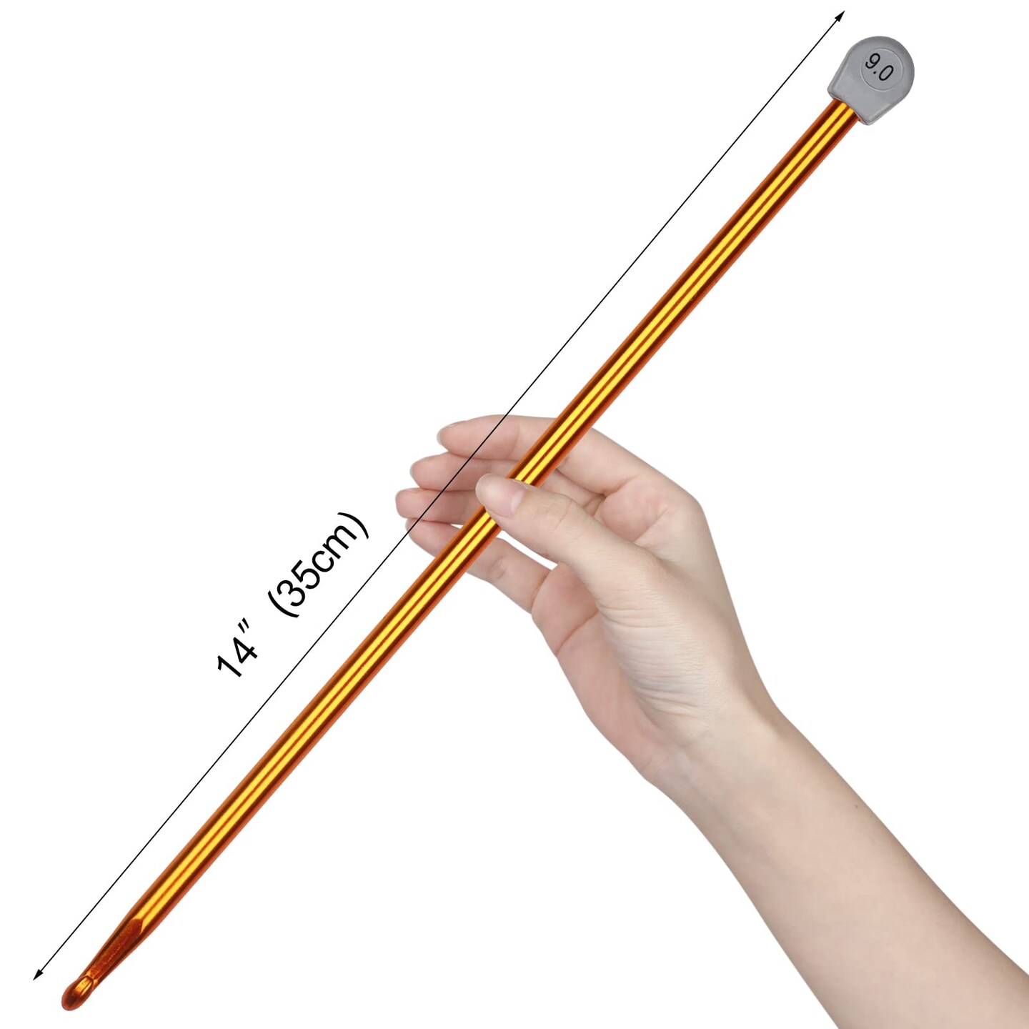 Tunisian Crochet Hook 9mm, 1PCS Extra Long Crochet Hook 13.8in Afghan Crochet Needle for Crocheting, Large Size Tunisian Crochet Needles for Beginners, Great Knitting Crochet Supplies