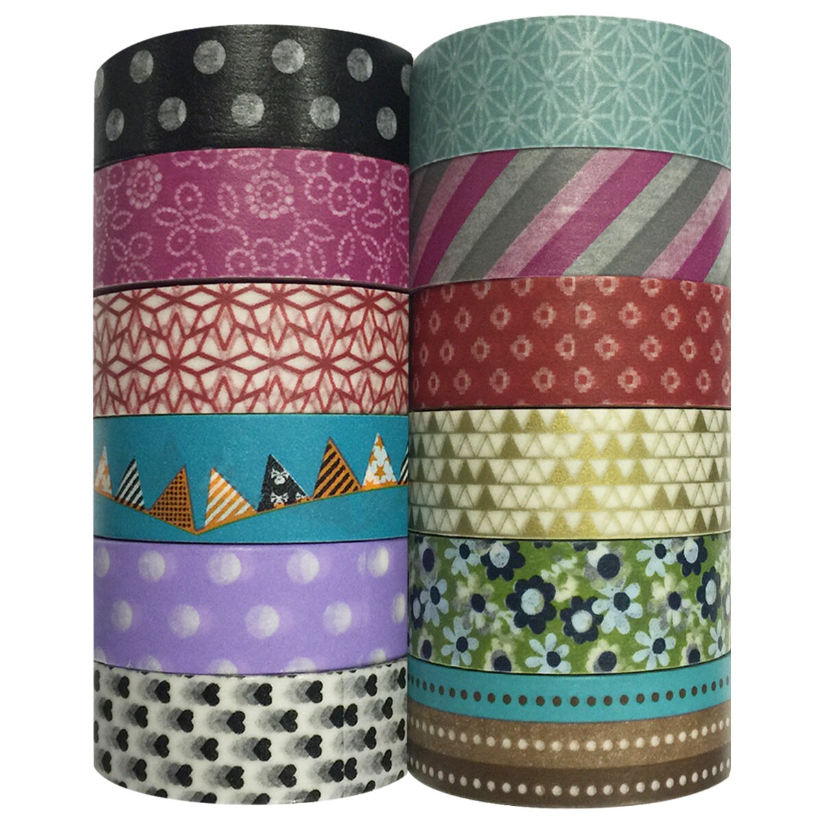 Wrapables Washi Tapes Decorative Masking Tapes, Set of 12, ADSET03