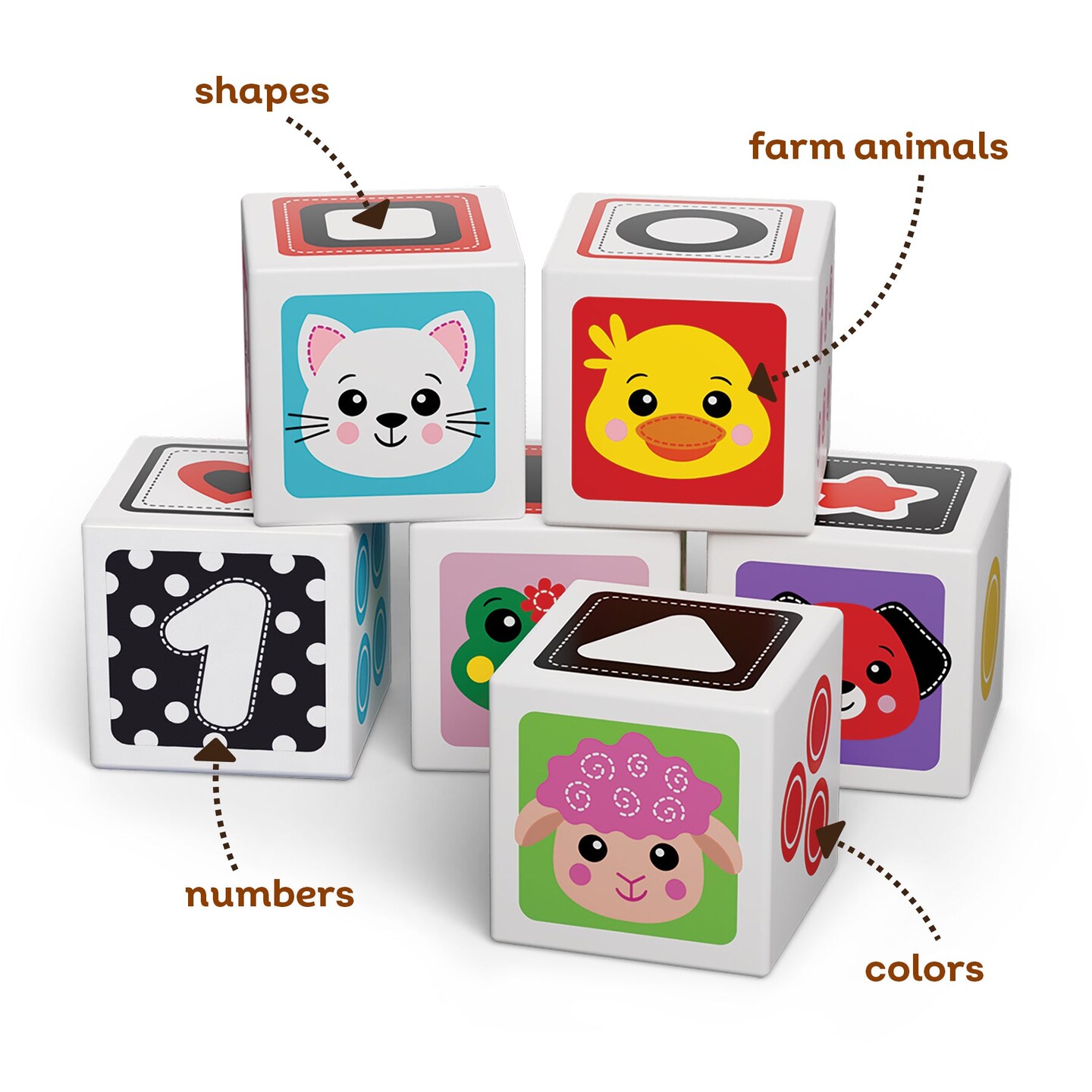 Kids Hits: My First Wooden Cubes - Stack, Match, and Explore with Six Cute Animals, Numbers, and Shapes &#x2013; 100% Eco-Friendly Fun
