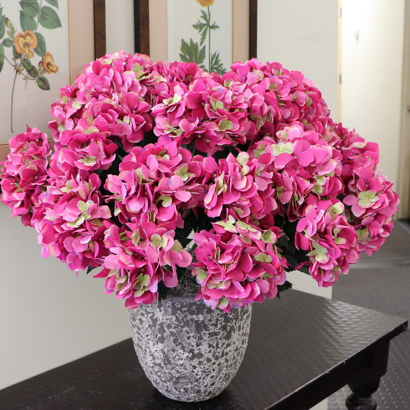 6-Pack: UV Fuchsia Hydrangea Bush with 7 Silk Flowers for Outdoor &#x26; Indoor D&#xE9;cor - Floral Home by Artificial Flowers