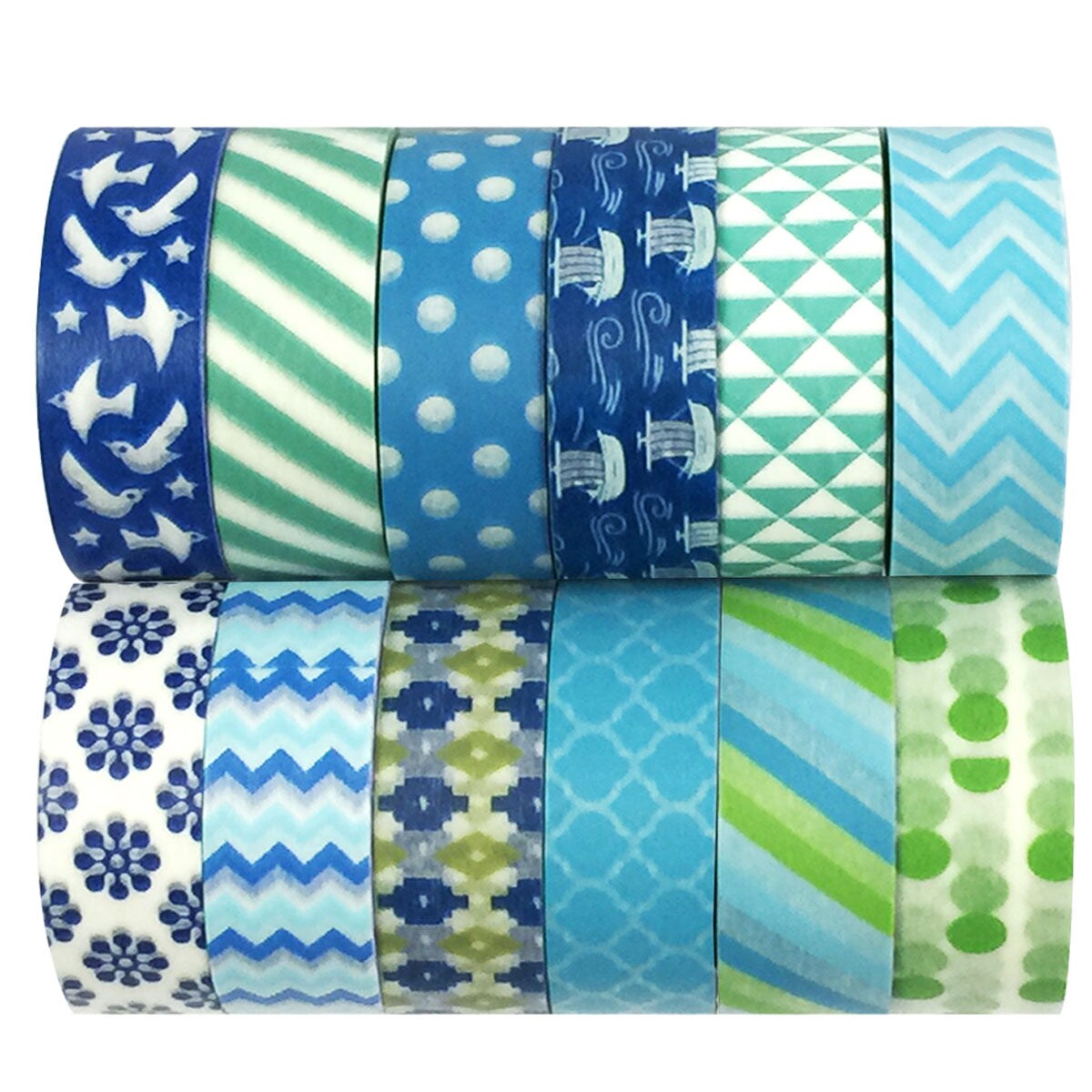 Wrapables Washi Tapes Decorative Masking Tapes, Set of 12, ADSET14