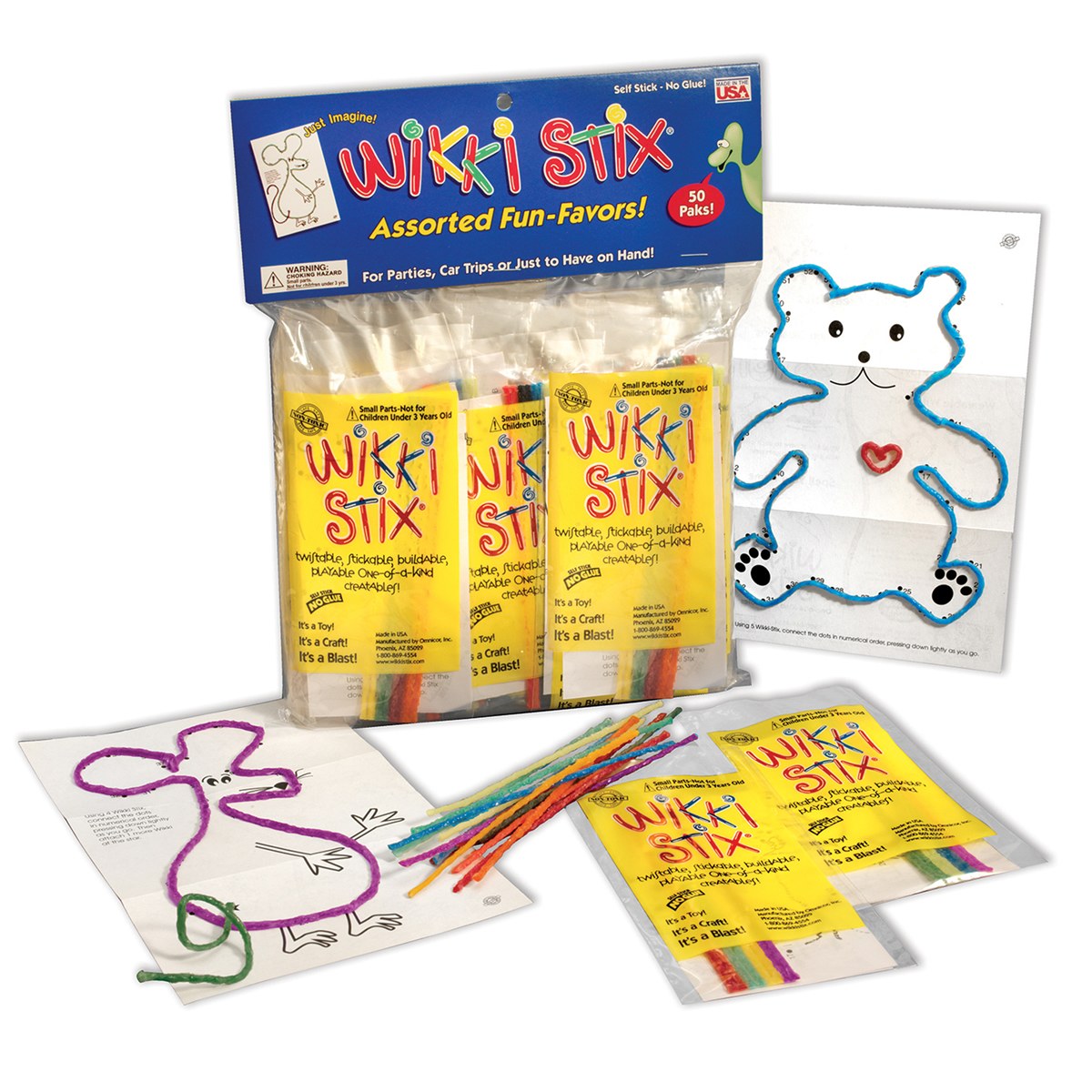 Wikki Stix Wikki Stix - Individually Packaged - Assorted Fun Favors - Pack of 50